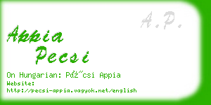 appia pecsi business card
